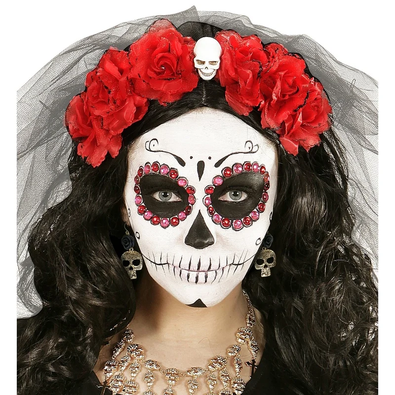 Halloween Ohrringe Gold Schwarzer Totenkopf