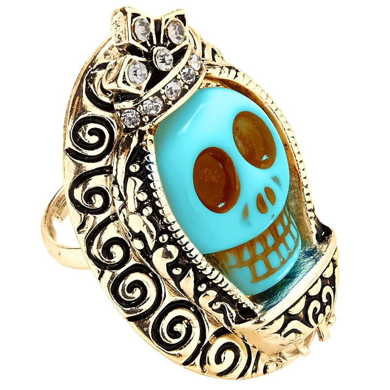 Halloween Ring Blauer Totenkopf
