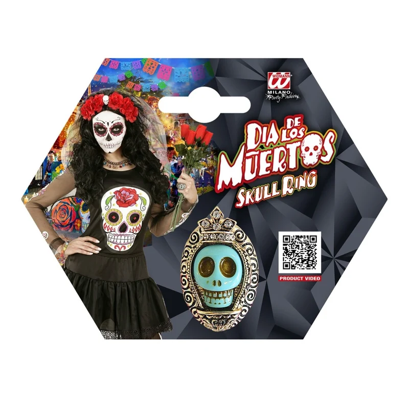 Halloween Ring Blauer Totenkopf