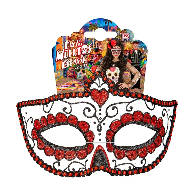 Dia De Los Muertos Augenmaske Rot