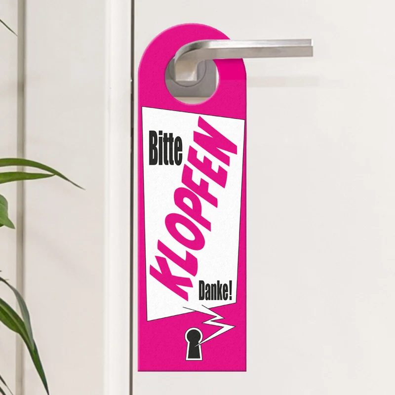 Bitte nicht stören oder klopfen Türhänger mit Schlüsselloch Motiv in pink