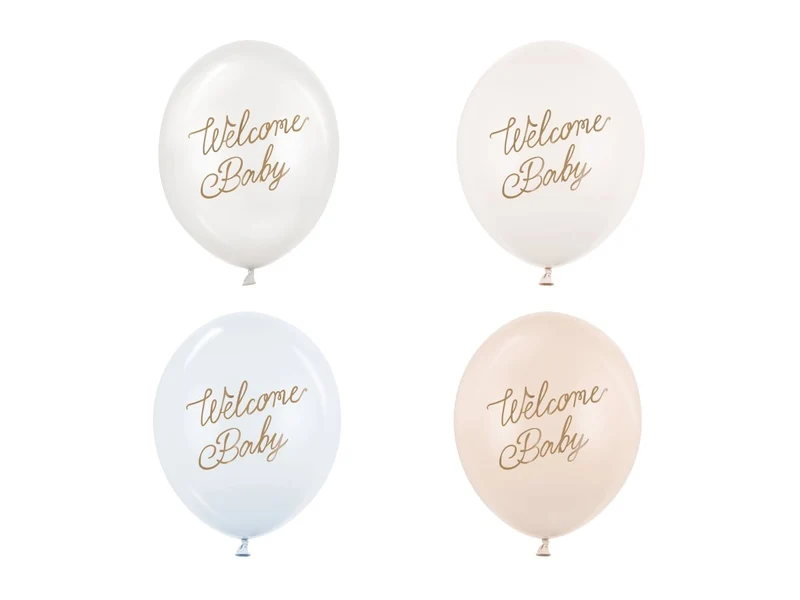 Hallo Baby Ballons Blau Weiß 30cm 50Stk